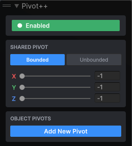 The Pivot++ overlay header with the Enabled toggle switched on.